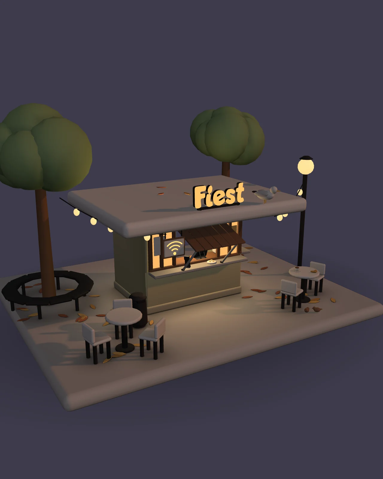 A kiosk through one evening: the Wi-Fi sign goes dark, the till keeps selling in Offline mode, and the sales sync when the connection returns