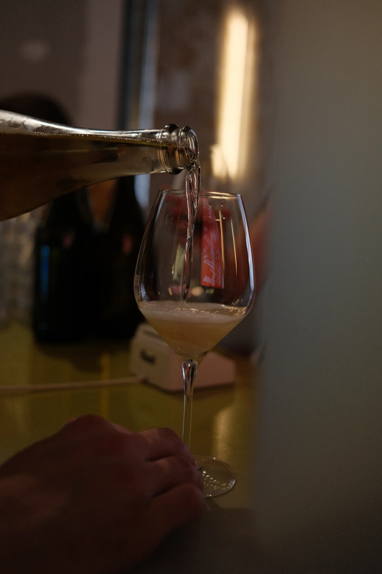 Wine poured into a glass at Gadeplan
