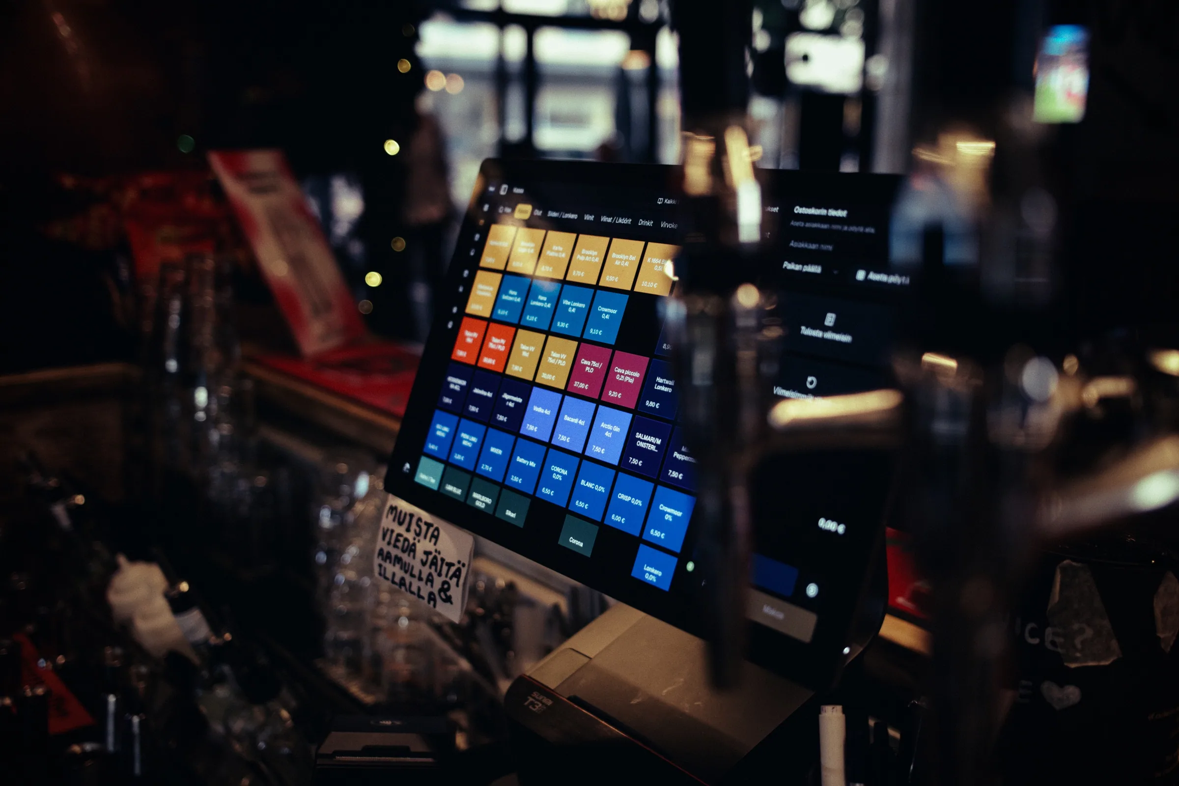 Pub Peräkammari POS screen with a grid of drinks and products
