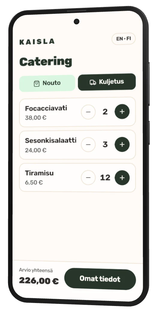 Cateringtilaus puhelimessa: annokset, määrät ja kuljetus